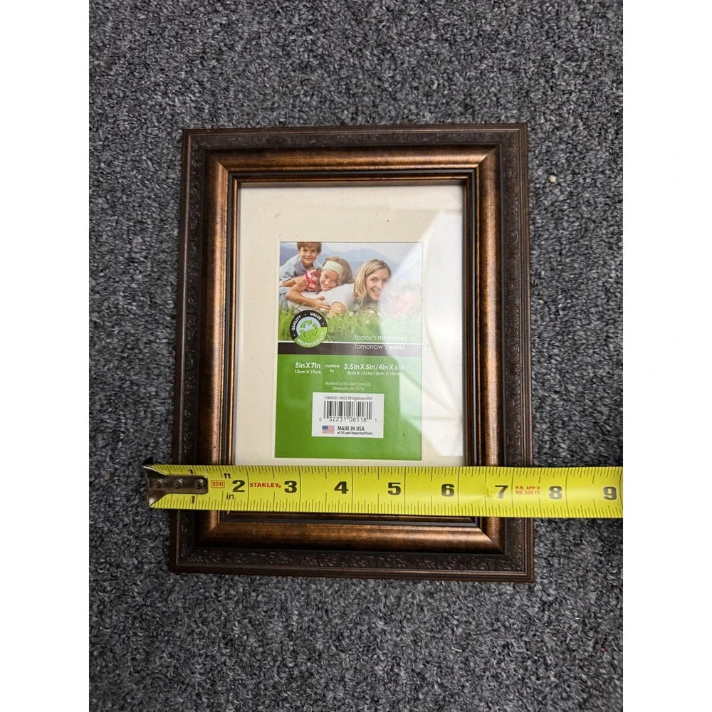 Bridgetown Bronze Embossed 5x7 Picture Frame Matted to 4x6 or 3.5x5 Made in USA